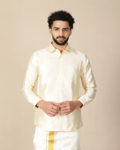 Maurya Vastra Cream Brocade Full Sleeve Shirt