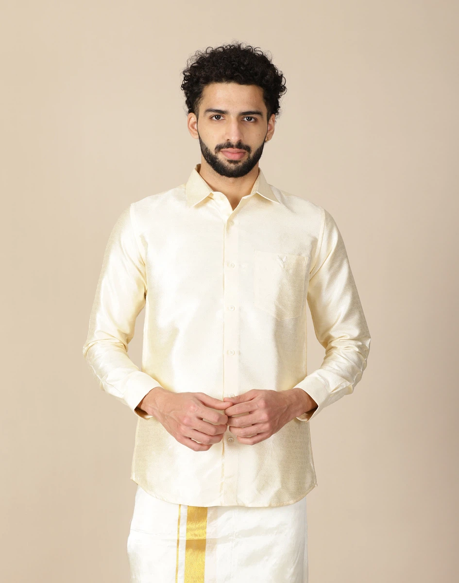 Maurya Vastra Cream Brocade Full Sleeve Shirt (2)