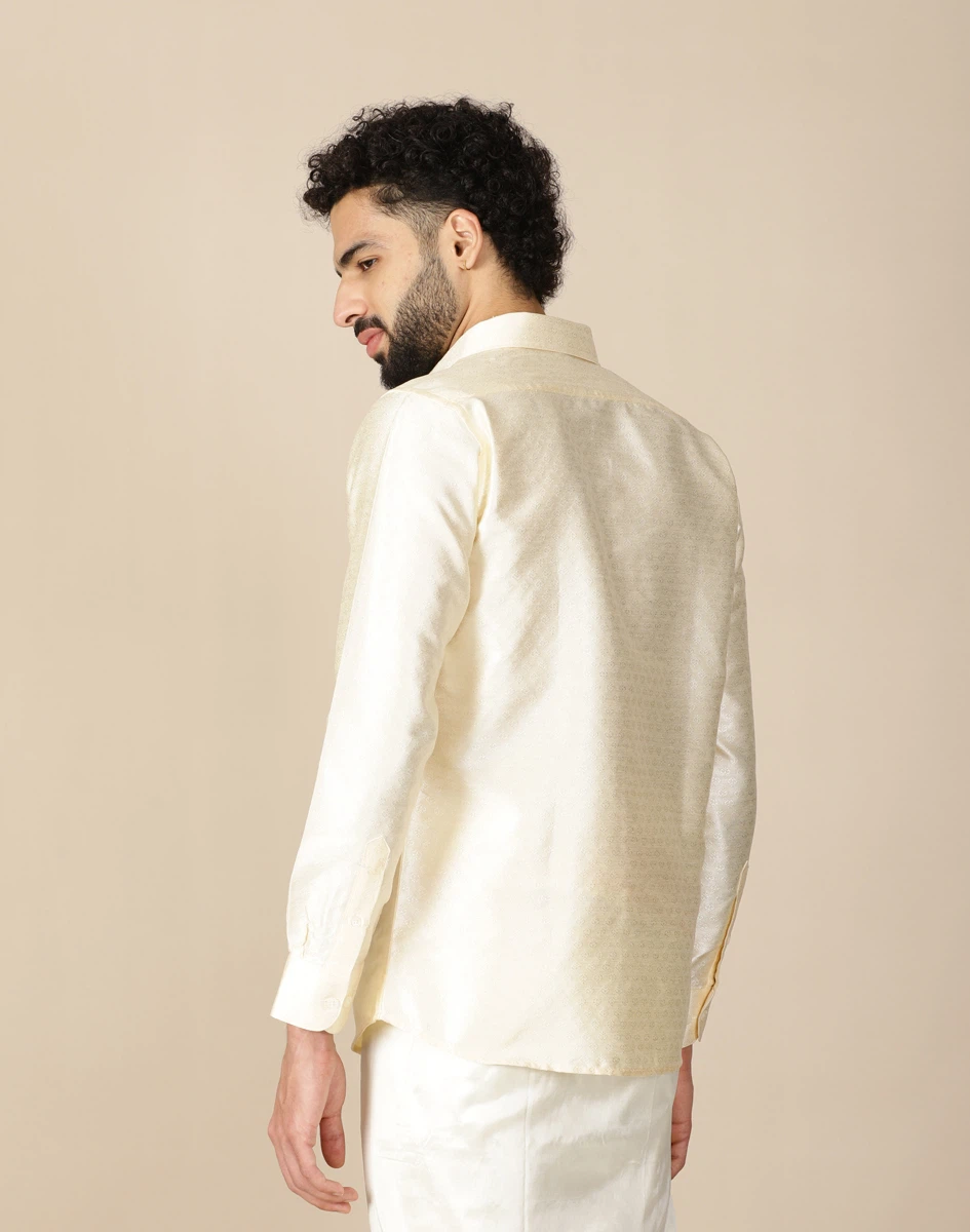 Maurya Vastra Cream Brocade Full Sleeve Shirt (4)