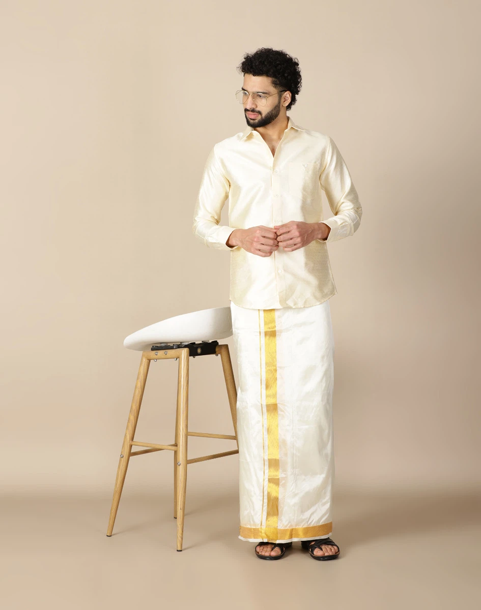 Maurya Vastra Cream Brocade Full Sleeve Shirt (5)