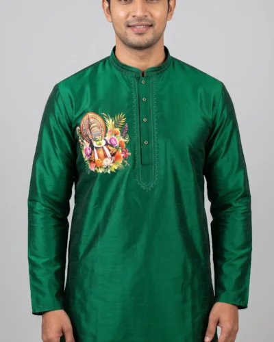 Onam Special Kathakali Printed Art Silk Kurta