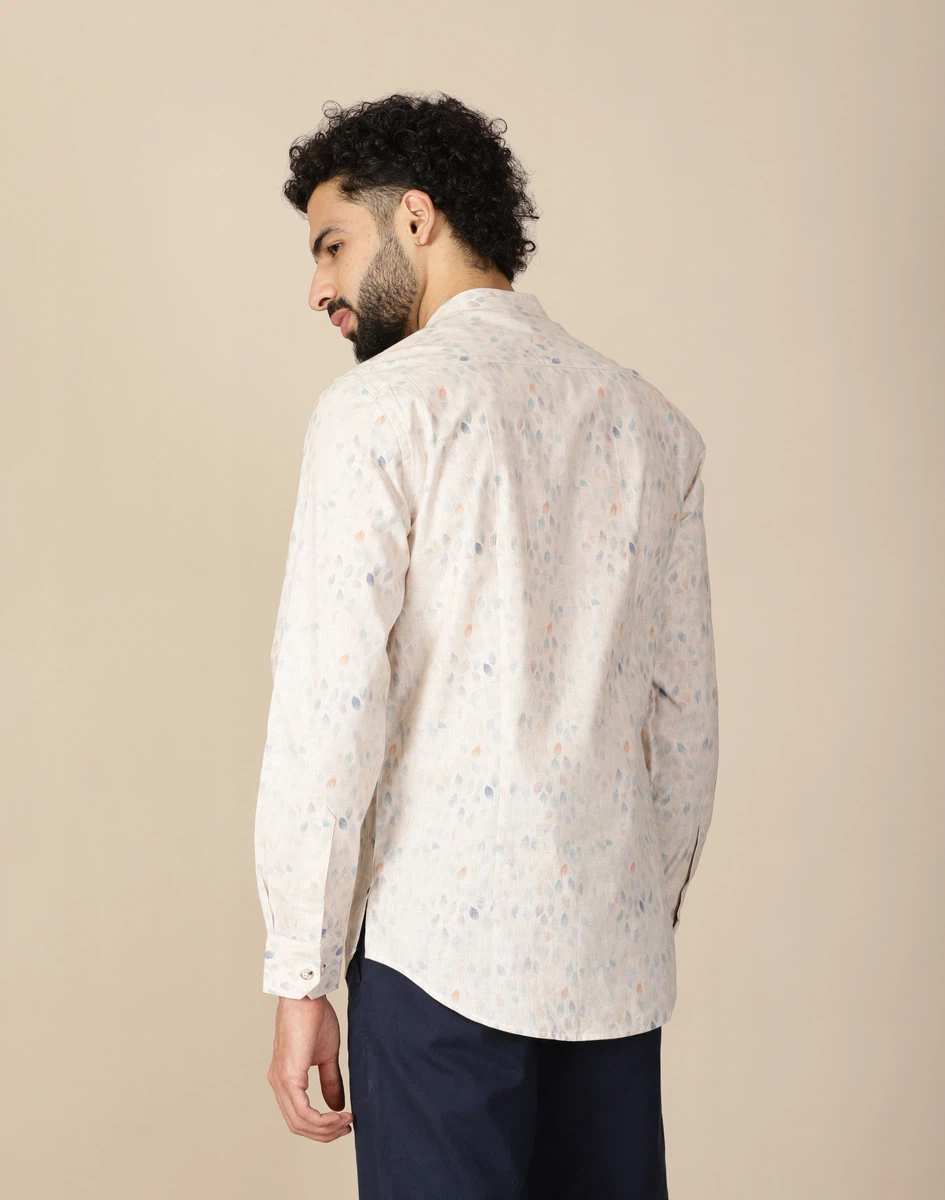 Warrior Beige Printed Cotton Kurta (3)