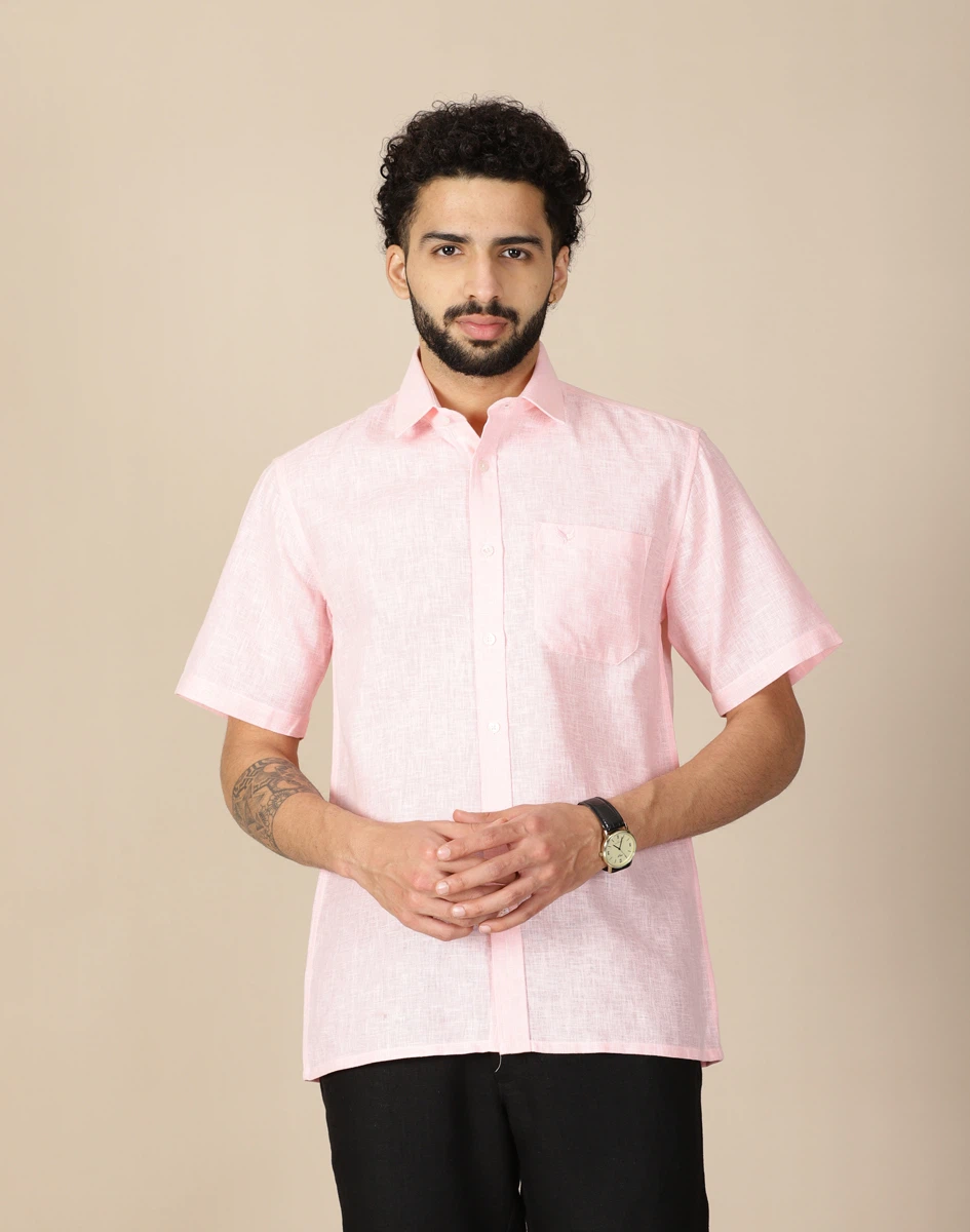 Warrior Blush Pink Cotton Half Sleeve Shirt (1)