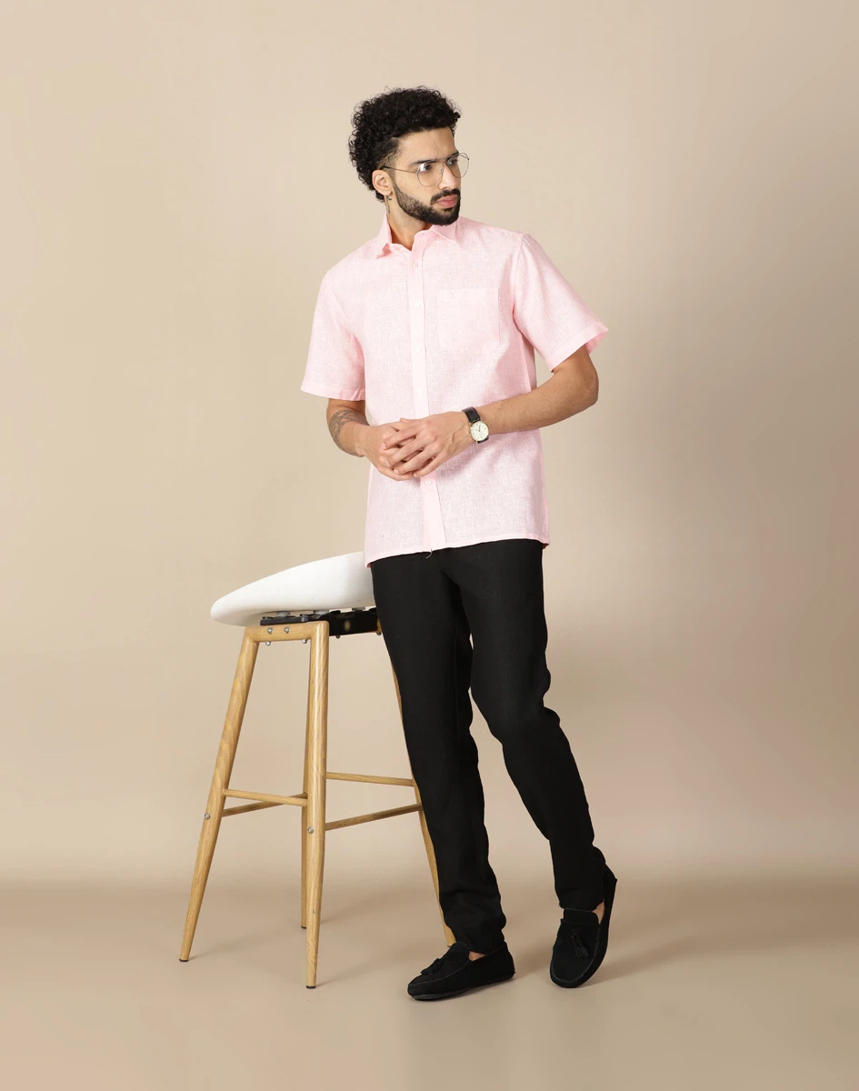 Warrior Blush Pink Cotton Half Sleeve Shirt (4)