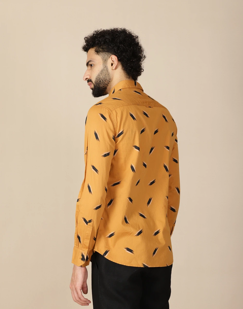 Warrior Casual Mustard Printed Shirt (3)