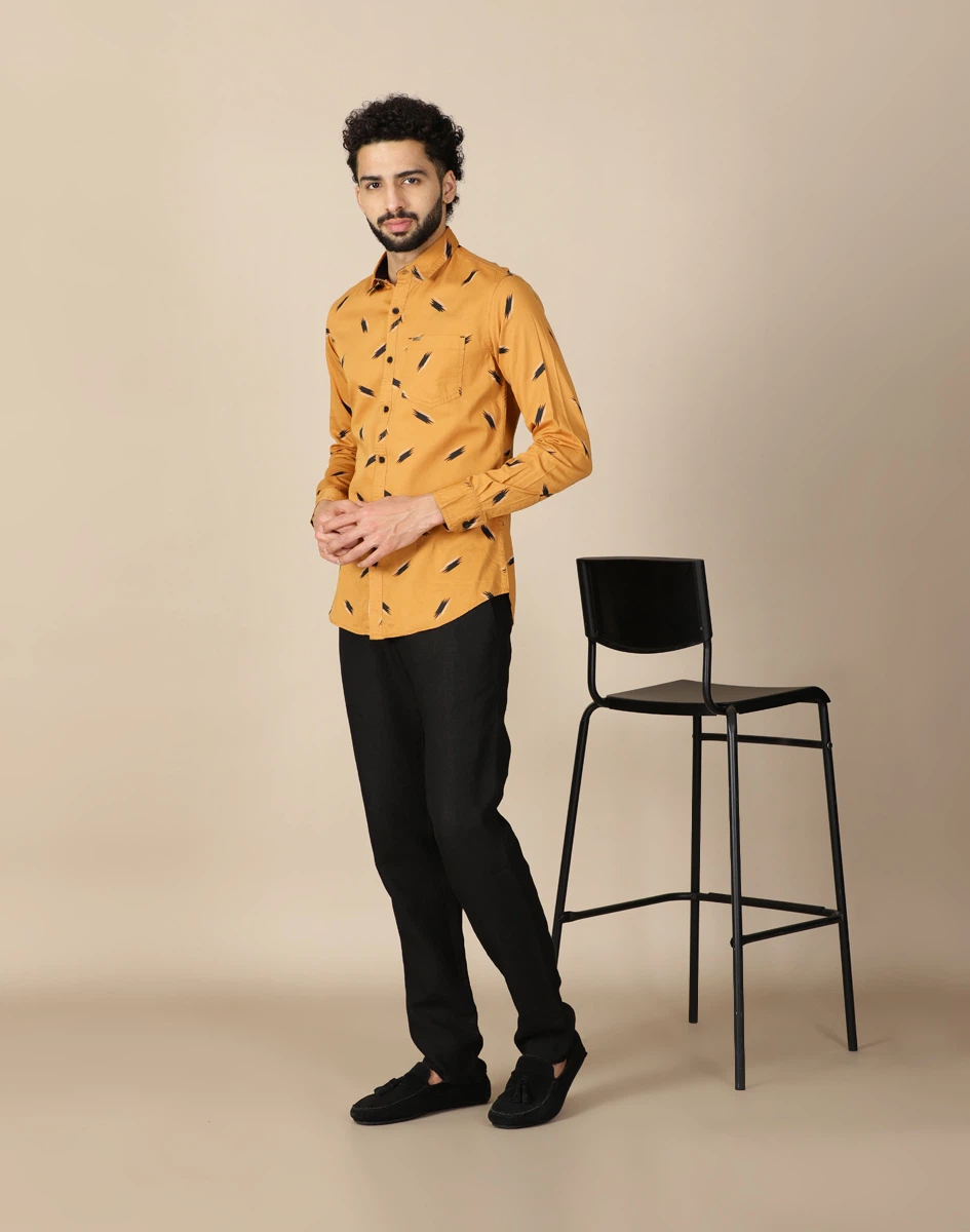 Warrior Casual Mustard Printed Shirt (4)