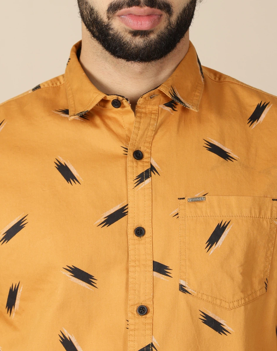 Warrior Casual Mustard Printed Shirt (5)