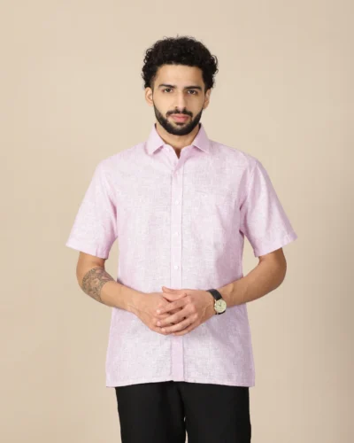Warrior Lavender Cotton Half Sleeve Shirt