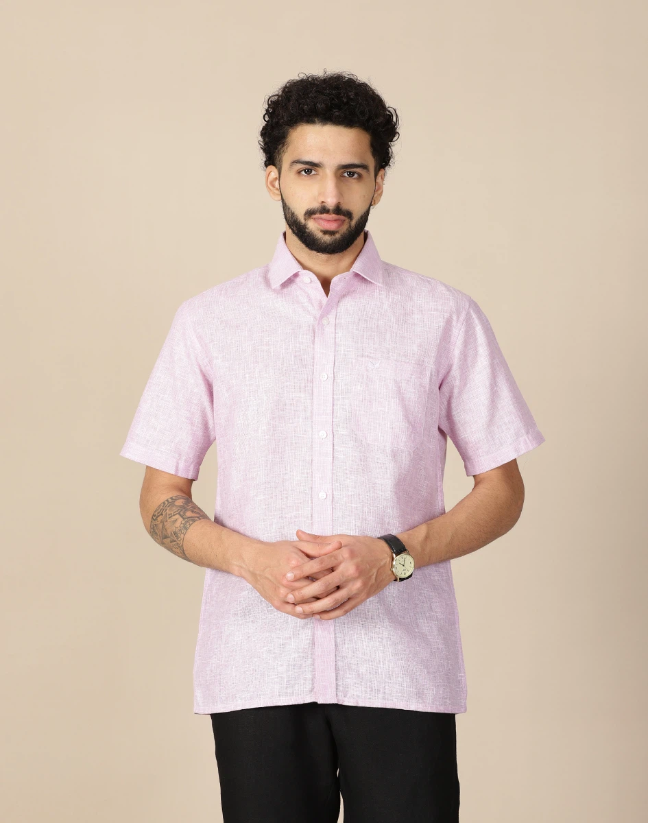 Warrior Lavender Cotton Half Sleeve Shirt (1)
