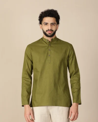 Warrior Olive Brocade Festive Kurta