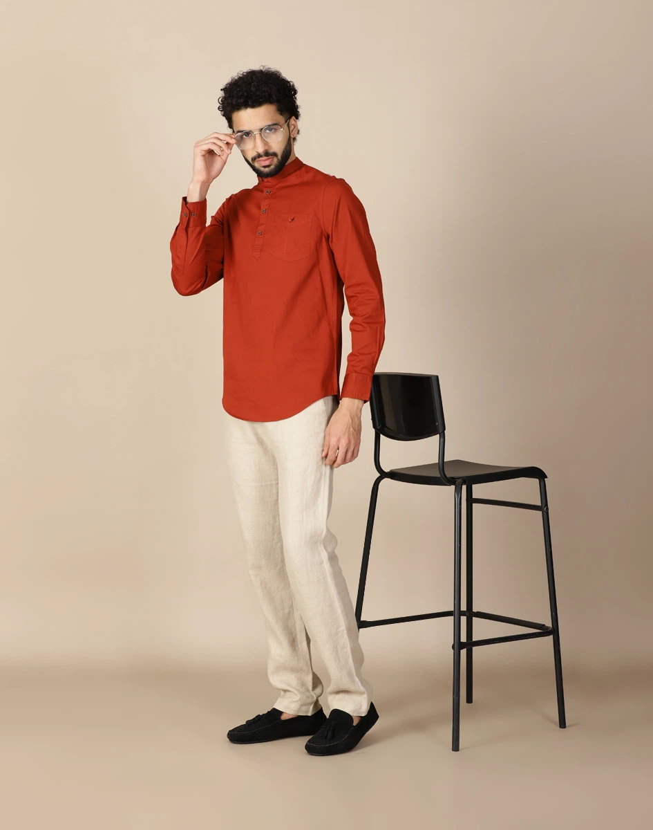 Warrior Rust Cotton Urban Kurta (4)