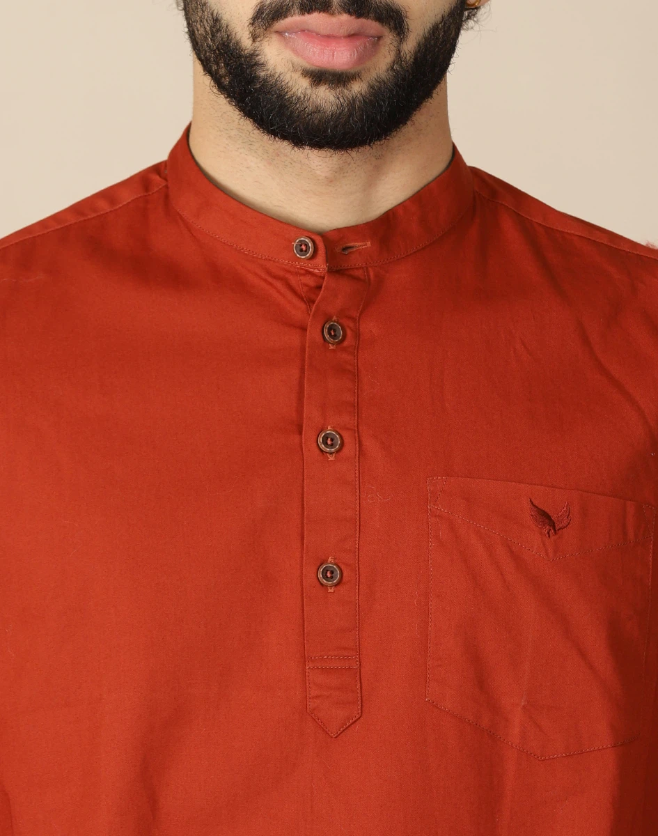 Warrior Rust Cotton Urban Kurta (5)