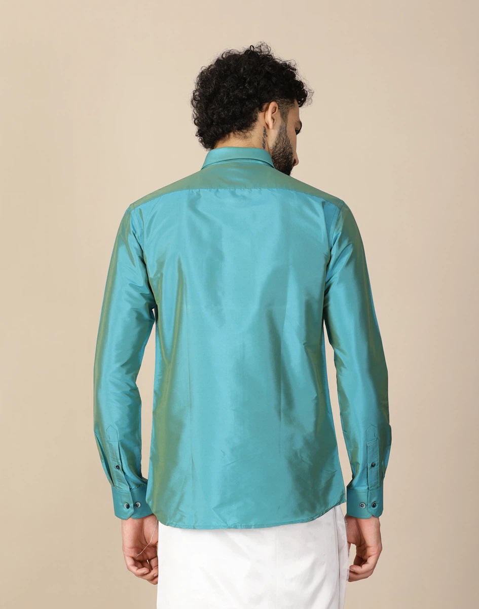 Warrior Teal Blue Art Silk Full Sleeve Shirt (3)