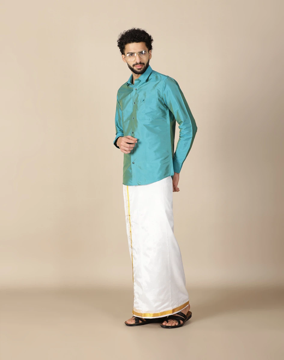 Warrior Teal Blue Art Silk Full Sleeve Shirt (4)