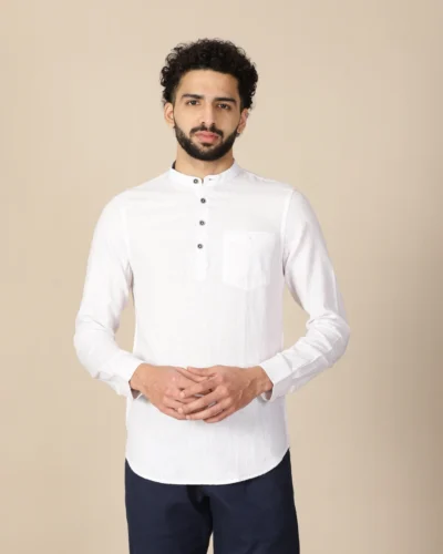 Warrior White Cotton Urban Kurta