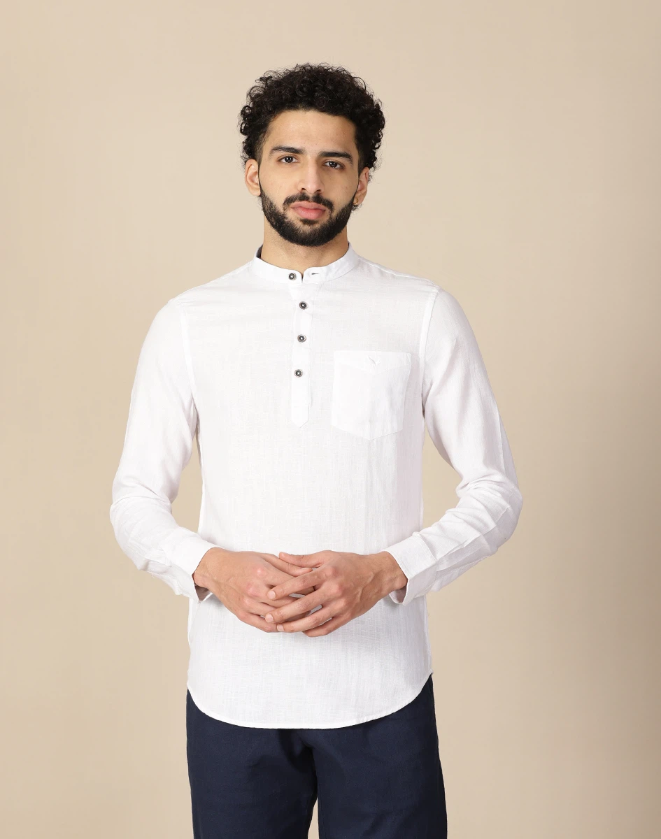 Warrior White Cotton Urban Kurta (1)