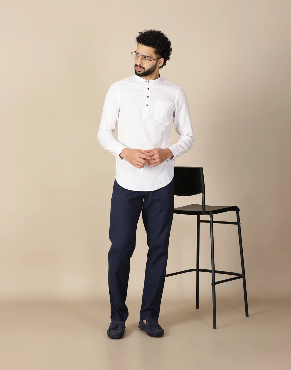 Warrior White Cotton Urban Kurta (4)