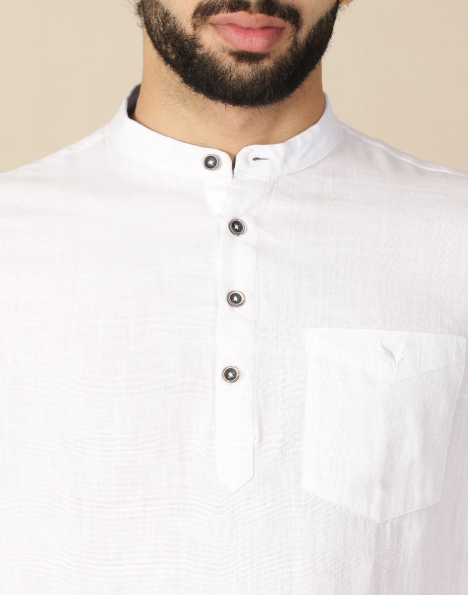 Warrior White Cotton Urban Kurta (5)