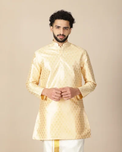 Maurya Vastra Ivory Gold Brocade Kurta