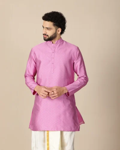 Maurya Vastra Rose Pink Geometric Embroidered Festive Kurta