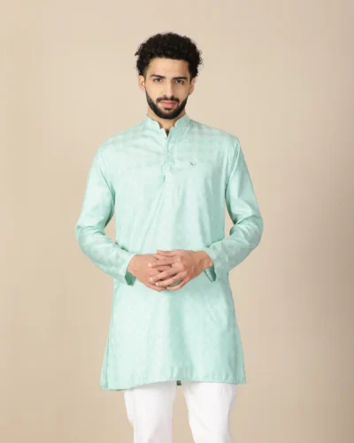 Maurya Vastra Mint Green Textured Full Sleeve Kurta