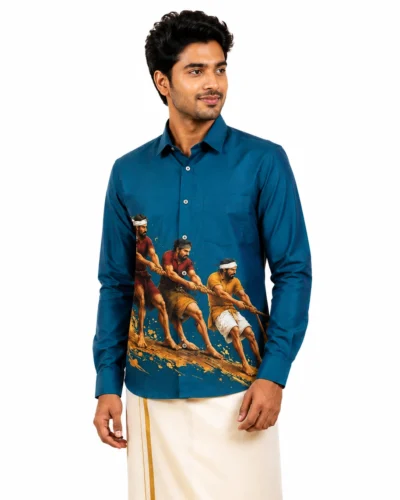 Onam Vadam Vali Blue Warrior Shirt