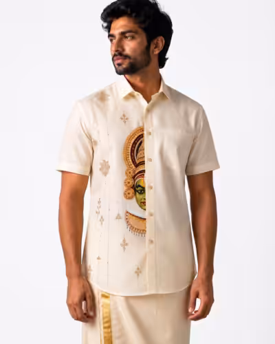 Onam Kathakali Traditional Ivory Shirt