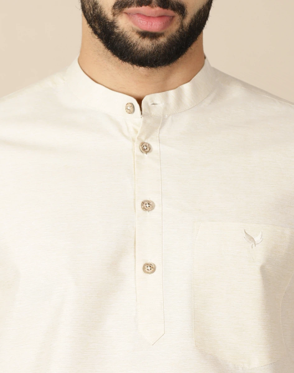 Mustard Beige Textured Short Sleeve Shirt (5)