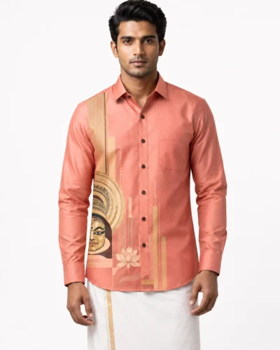 Onam Kathakali Mukham Coral Warrior Full Sleeve Shirt