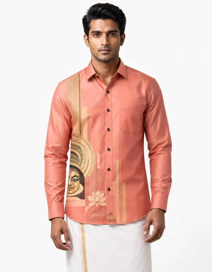 Onam Kathakali Mukham Coral Warrior Full Sleeve Shirt