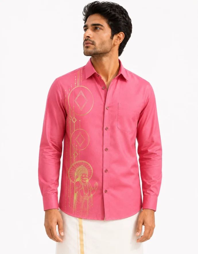 Onam Maveli Gold Print Full Sleeve Warrior Shirt