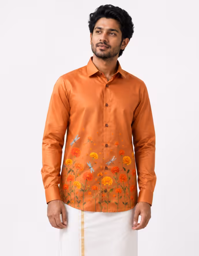 Onam Chendumalli Floral Print Warrior Full Sleeve Shirt