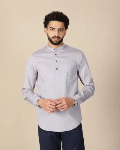 Warrior  Grey Cotton Urban Kurta