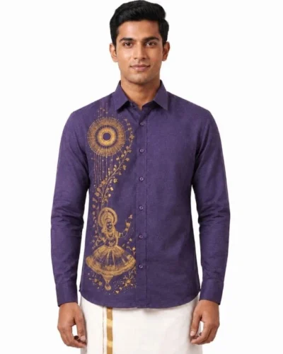 Onam Heritage Purple Warrior Full Sleeve Shirt