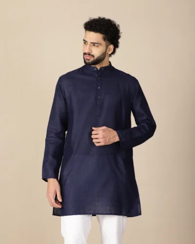 Midnight Navy Solid Short Kurta