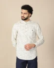 Cream Botanical Printed Short Kurta